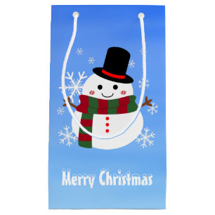 White Christmas Snowman Small Gift Bag