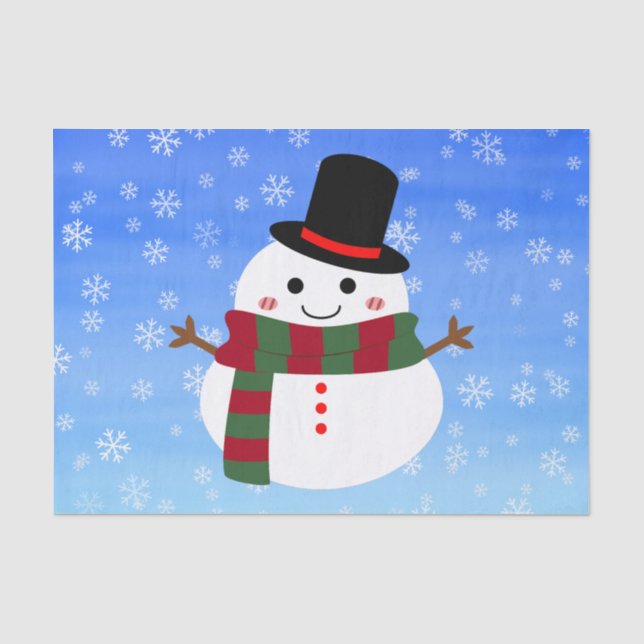 White Christmas Snowman Tissue Paper (Front)