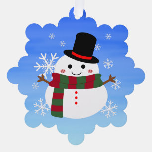 White Christmas Snowman Tree Decoration Card