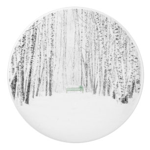 White Christmas Tale Ceramic Knob