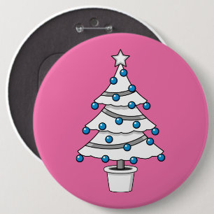 White Christmas Tree 6 Cm Round Badge