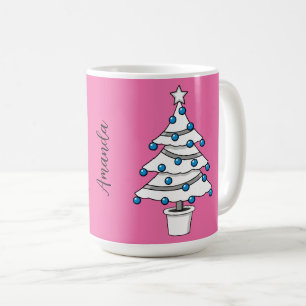 White Christmas Tree   Add your Name Coffee Mug