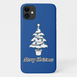 White Christmas Tree Blue Decorations - Merry Xmas iPhone 11 Case