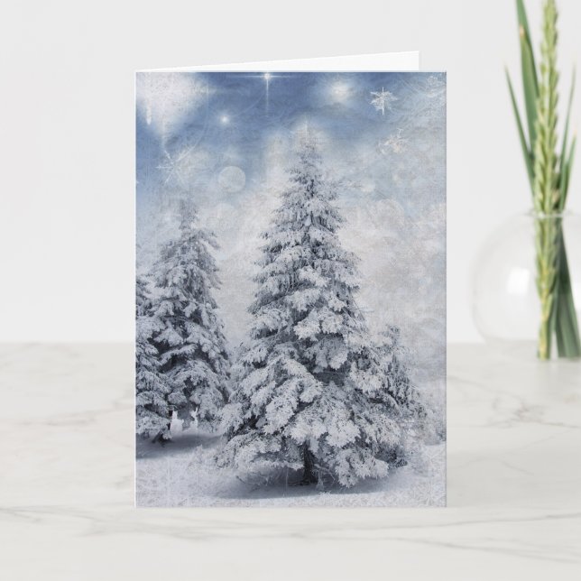 White Christmas tree Holiday Card (Front)