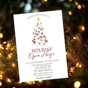 White Christmas Tree Holiday Open House   Invitation
