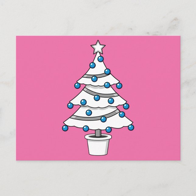 White Christmas Tree Holiday Postcard (Front)