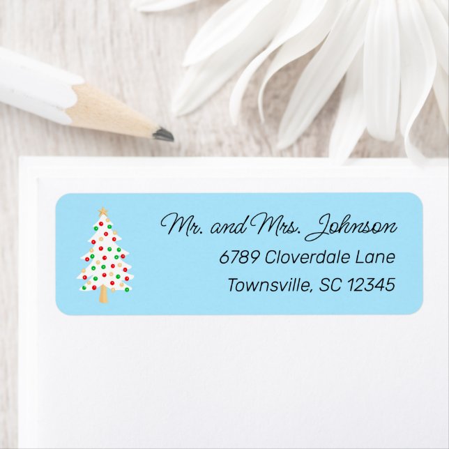 White Christmas Tree Holiday Return Address Return Address Label (Insitu)