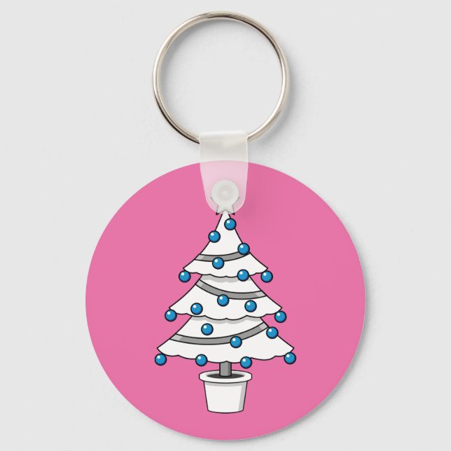 White Christmas Tree Key Ring (Front)