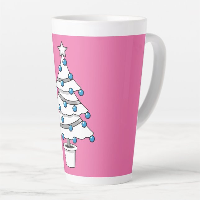 White Christmas Tree Latte Mug (Right Angle)