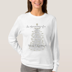 White Christmas Tree Long Sleeve Knit Top