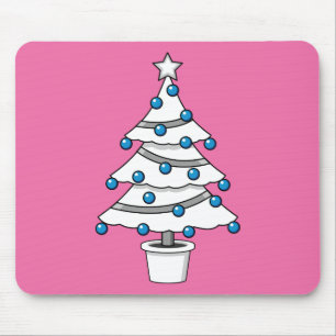 White Christmas Tree Mouse Pad