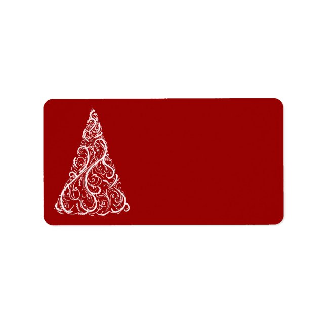 White Christmas Tree on Red Label (Front)