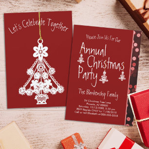 White Christmas Tree Ornament  Invitation