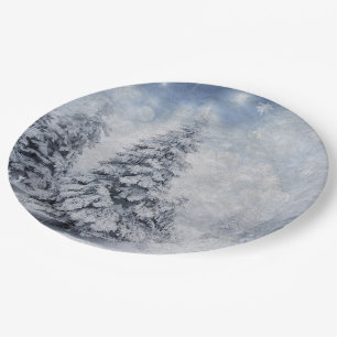White Christmas tree Paper Plate