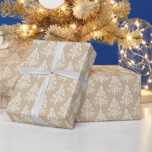 White Christmas Tree Pattern Wrapping Paper