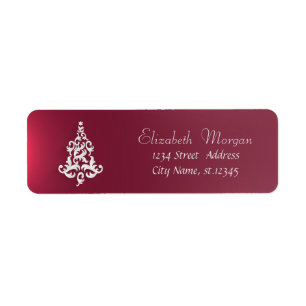White Christmas Tree Red Holiday,Christmas Return Address Label