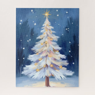 White Christmas Tree Winter Snow Jigsaw Puzzle