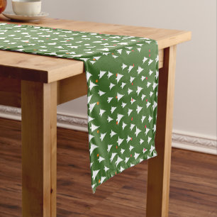 White Christmas Trees Short Table Runner