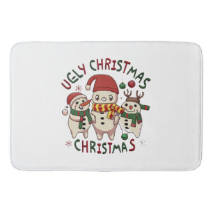 white Christmas ;UGLY CHRISTMAS Bath Mat