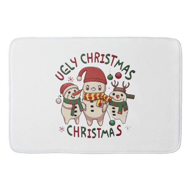 white Christmas ;UGLY CHRISTMAS Bath Mat (Front)