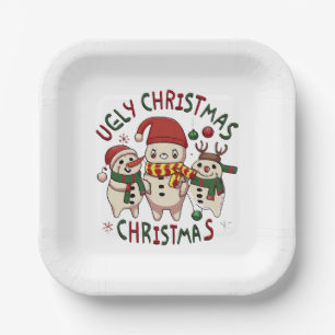 white Christmas ;UGLY CHRISTMAS Paper Plate