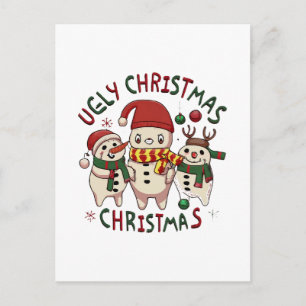 white Christmas ;UGLY CHRISTMAS Postcard