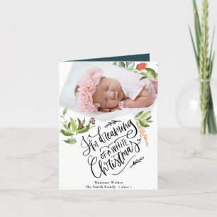 White Christmas   Watercolor Foliage Folded Holiday Card