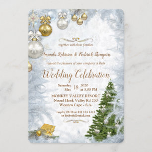 White Christmas Wedding Invitation