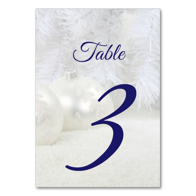 White Christmas | Winter Wedding Table Number (Front)