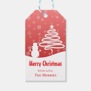 White Christmas Winter Wonderland Snowman Tree Gift Tags