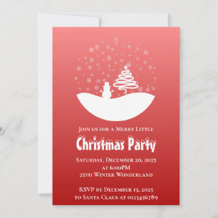 White Christmas Winter Wonderland Snowman Tree Invitation