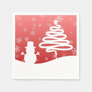 White Christmas Winter Wonderland Snowman Tree Napkin