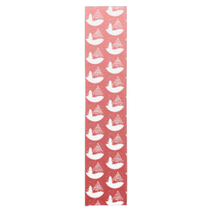White Christmas Winter Wonderland Snowman Tree Short Table Runner