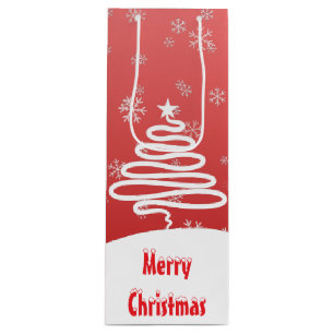 White Christmas Winter Wonderland Snowman Tree Wine Gift Bag