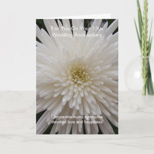 White Chrysanthemum 13th Wedding Anniversary Card