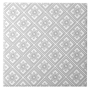 White Chrysanthemum Ceramic Tile
