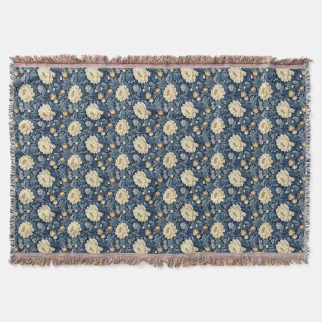 White Chrysanthemums  Throw Blanket (Front)