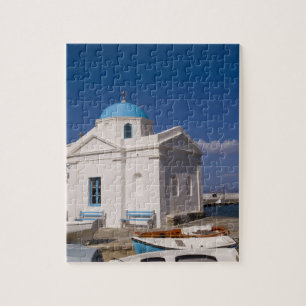 White church on the beach near the Aegean Sea on Jigsaw Puzzle