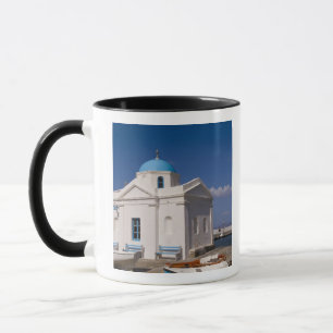 White church on the beach near the Aegean Sea on Mug