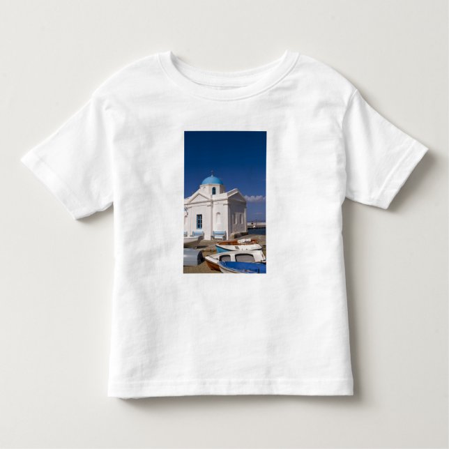 White church on the beach near the Aegean Sea on Toddler T-Shirt (Front)
