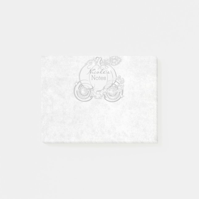 White Cinderella Carriage Storybook Personalised Post-it Notes (Front)