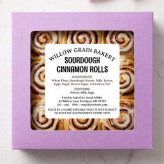 White Cinnamon Rolls Sourdough Cottage Law Label