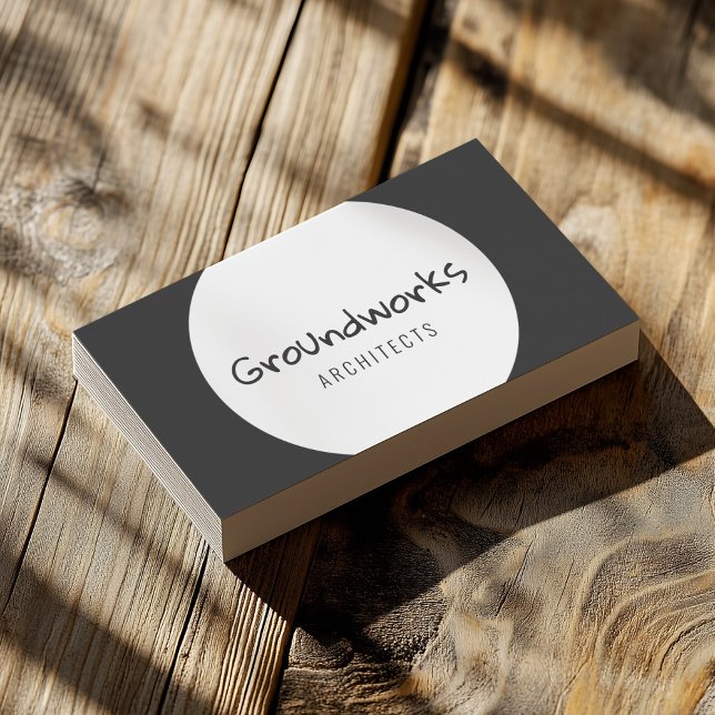 White Circle Groundworks Architects Grey Landscape Business Card (Perfect for business)