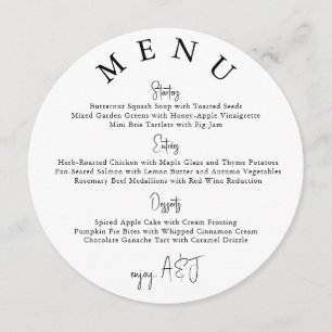 White Circle Modern Simple Wedding Menu