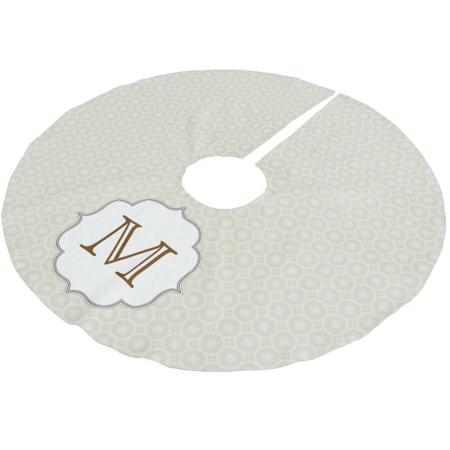 White Circle Polka Dot Monogram Initial Tree Skirt (Angled)