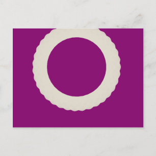 white circle with purple background postcard