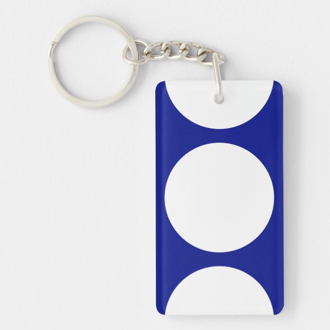 White Circles on Blue Key Ring (Front)