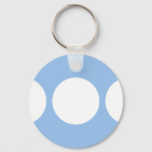 White Circles on Light Blue Key Ring