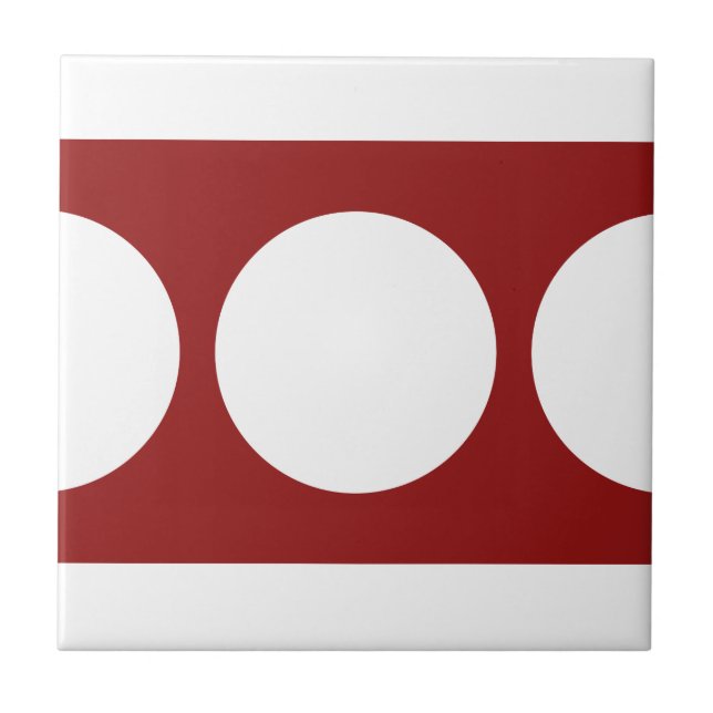 White Circles on Red Ceramic Tile (Front)