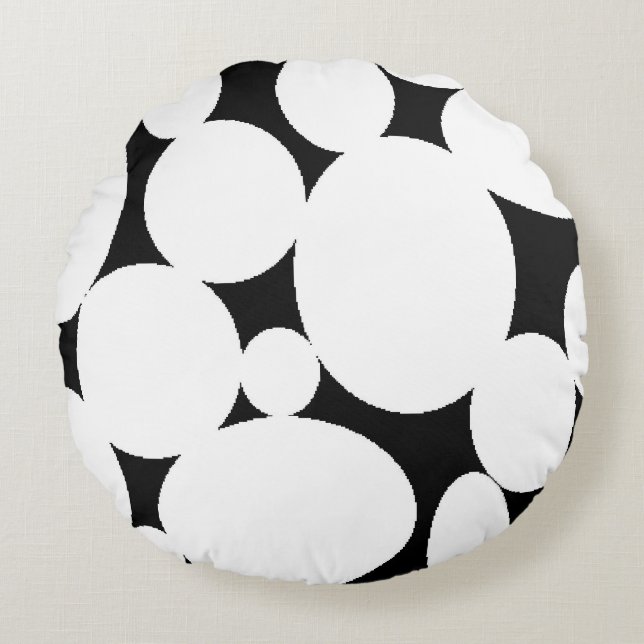 WHITE CIRCLES ROUND CUSHION (Front)
